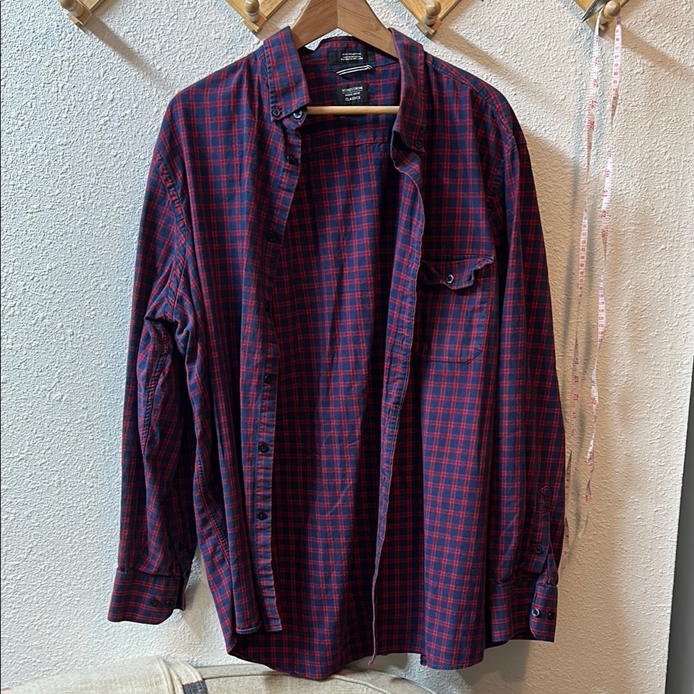 Nordstrom Red and Blue Casual Button Down Shirt